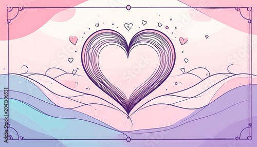 Heart, love, line art, decorative borders, wavy lines, heart shapes, illustration elements, graphic design resources