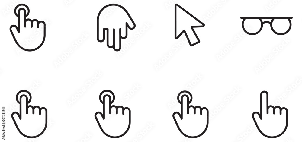 Fototapeta premium Set of hand cursor and touch gesture icons for web interface and digital navigation