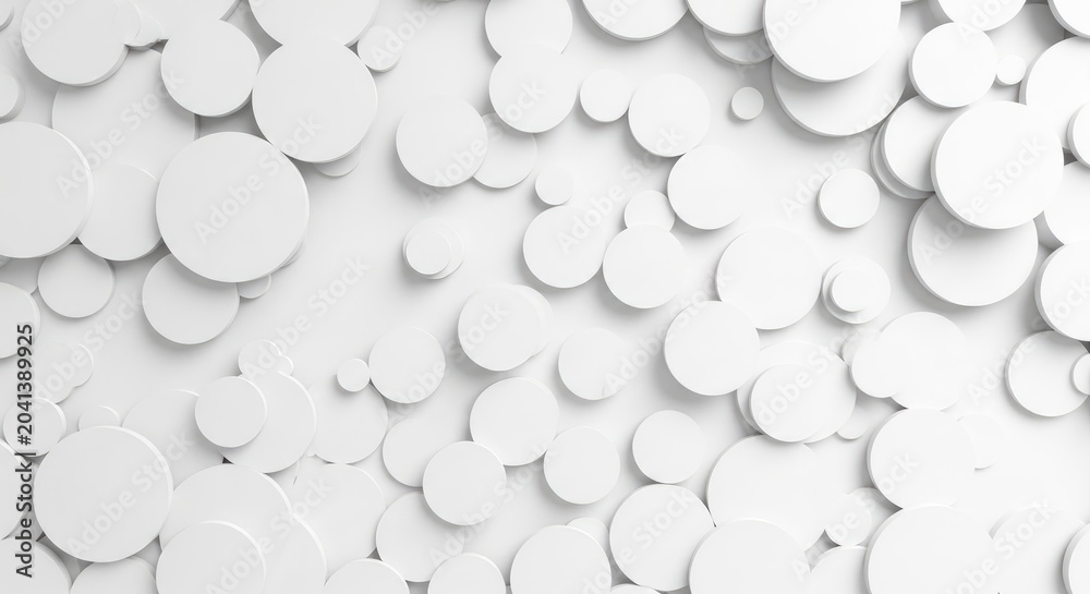 Fototapeta premium White paper circles on white background confetti shapes