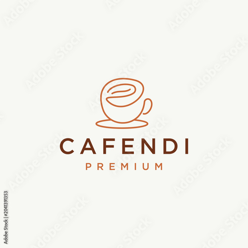 Coffee cup logo with simple and modern line illustration style