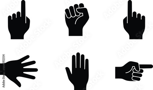 Obraz na plátně Collection of hand gestures and pointing icons