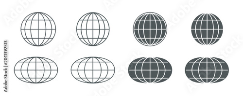 Bild auf Leinwand Variety of globe grid icons in round and oval styles for professional web graphi