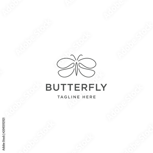 Animal Butterfly logo with simple and modern line illustration style