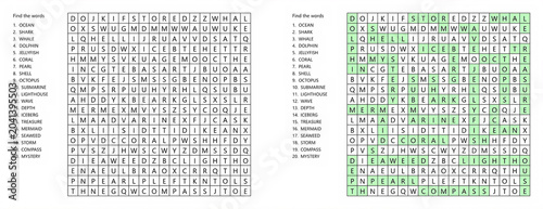 Ocean Mysteries Word Seek Puzzle Sheet Marine Vocabulary Challenge