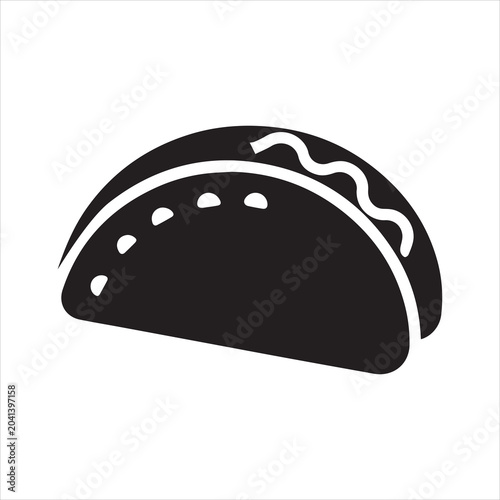 Fotografie Tacos Silhouette Icon for Food Design Concepts.