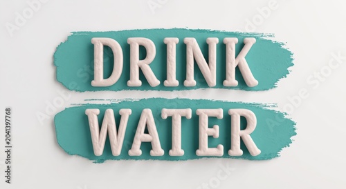 Water and drink motivation sign with 3d typography for healthy wellness hydration