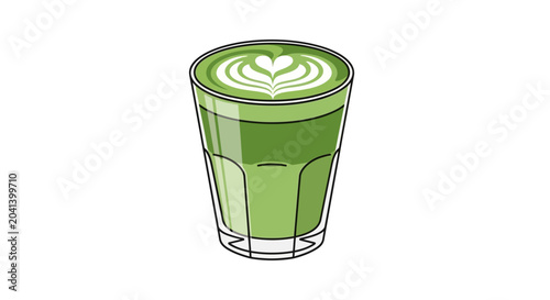 Tableau sur toile Green tea latte in a cup.
