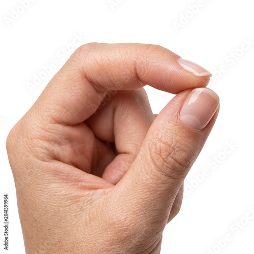 Canvas Print Hand pinching fingers together to show a small size