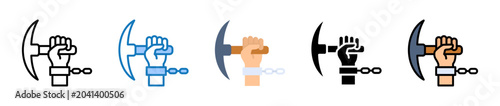 Photos Forced Labor multiple style icons set design vector illustration