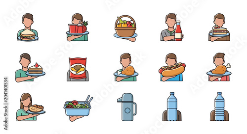 Quadro em tela People Eating Various Foods Daily.