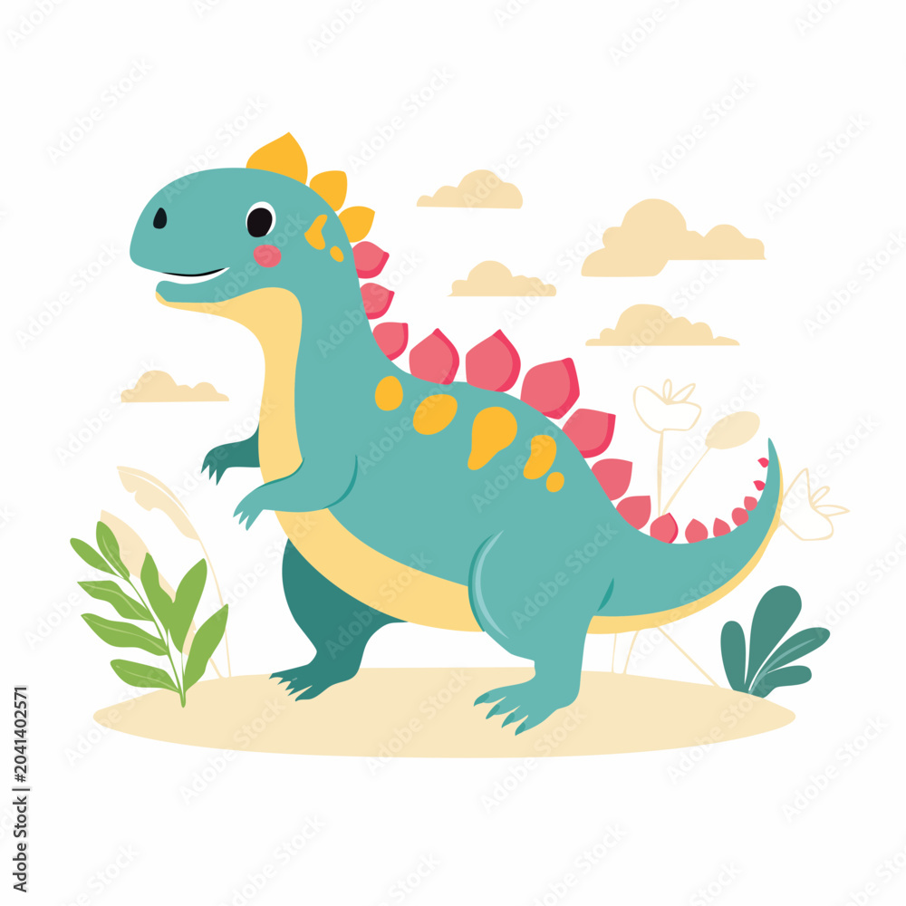 Fototapeta premium Cute Cartoon Dinosaur Illustration