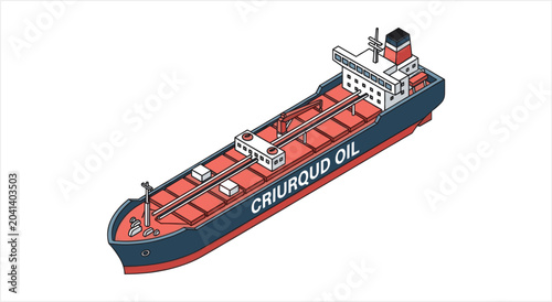 Bild auf Leinwand Isometric Illustration of a Large Oil Tanker Ship.
