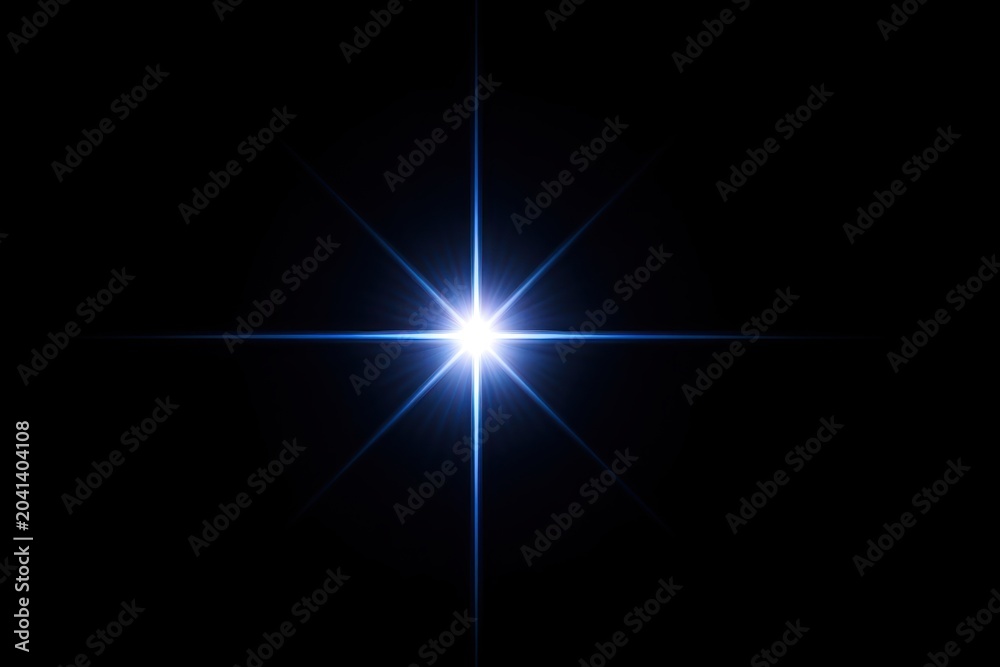 Obraz premium A brilliant blue star shines brightly against a black background.