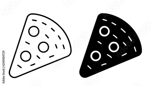 Bild auf Leinwand Pepperoni pizza corn chip illustration, minimalist outline and silhouette icon