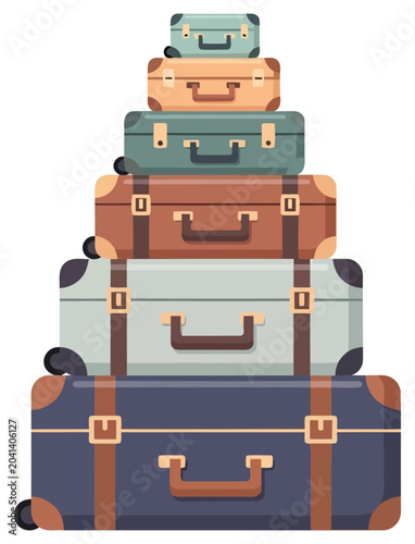 Suitcase flat vector illustration icon with transparent background for travel branding graphics