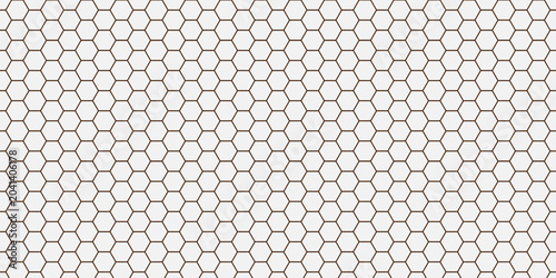 Minimal white honeycomb geometric pattern with light brown hexagonal outlines forming a seamless abstract background for modern design projects