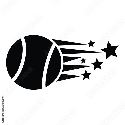 Φωτογραφία Black silhouette comet with stars streaking across white background icon