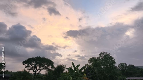 4k storm tropical clouds in the evening in Thailand