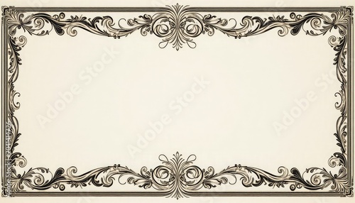 Vintage ornate frame with floral patterns and elegant border design elements on beige background