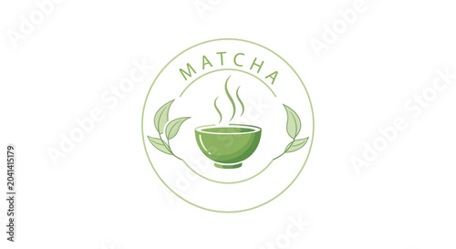 Photography Matcha green tea cup logo.