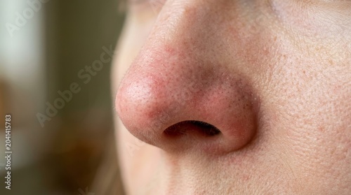 Close-up of human nose face.
