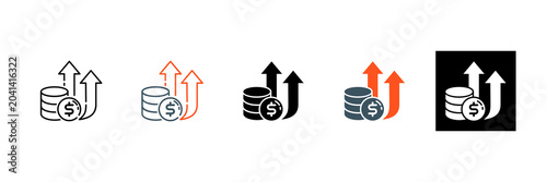 Inflation Rate Icon Set Multi...