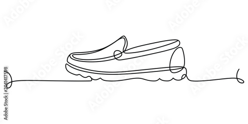Tableau sur toile Continuous single line drawing of a casual loafer shoe
