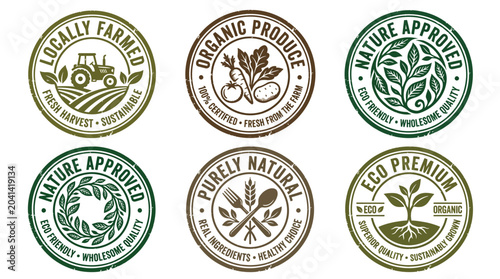 Eco friendly organic food stamps with natural produce labels