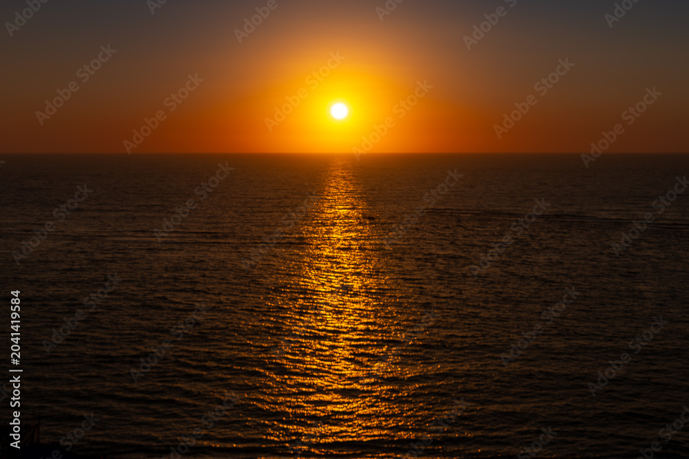 Obraz premium Beautiful sunset view over the Mediterranean sea in Alexandria, Egypt