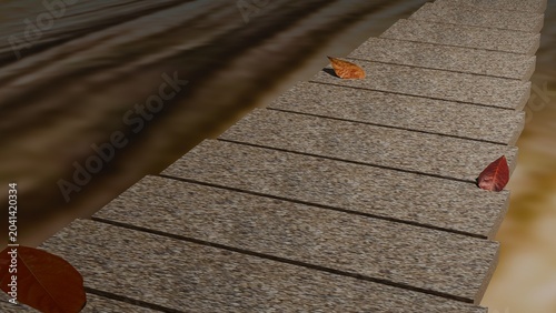 Foto Abstract concept of life journey and passage of time with a minimalist wooden pa