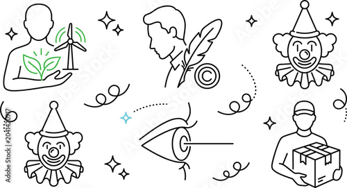 Bild auf Leinwand Miscellaneous conceptual vector icon set featuring eco green energy author copyr