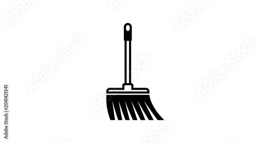 Billede på lærred Broom with long handle and bristles.