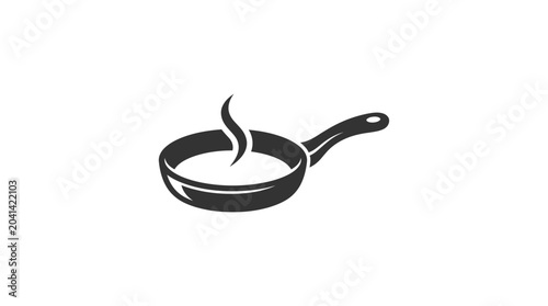 Hot frying pan with steam rising.