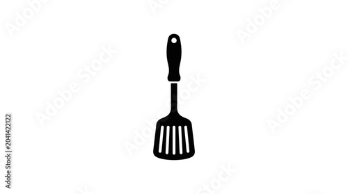 Black Slotted Kitchen Cooking Spatula Utensil.