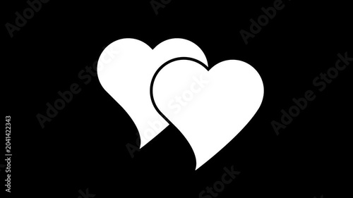 Minimal Animation of Two Love Shapes Representing Love and Affection with Luma Matte Mask for Video