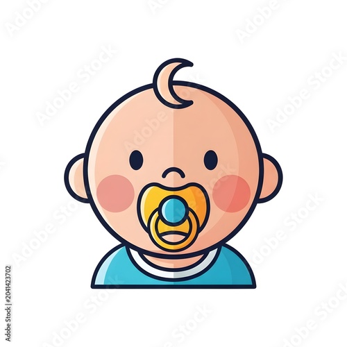 Cute baby icon with a yellow pacifier