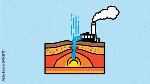 Geothermal Energy Production Process - Harnessing Earths Heat for Sustainable Power Generation.