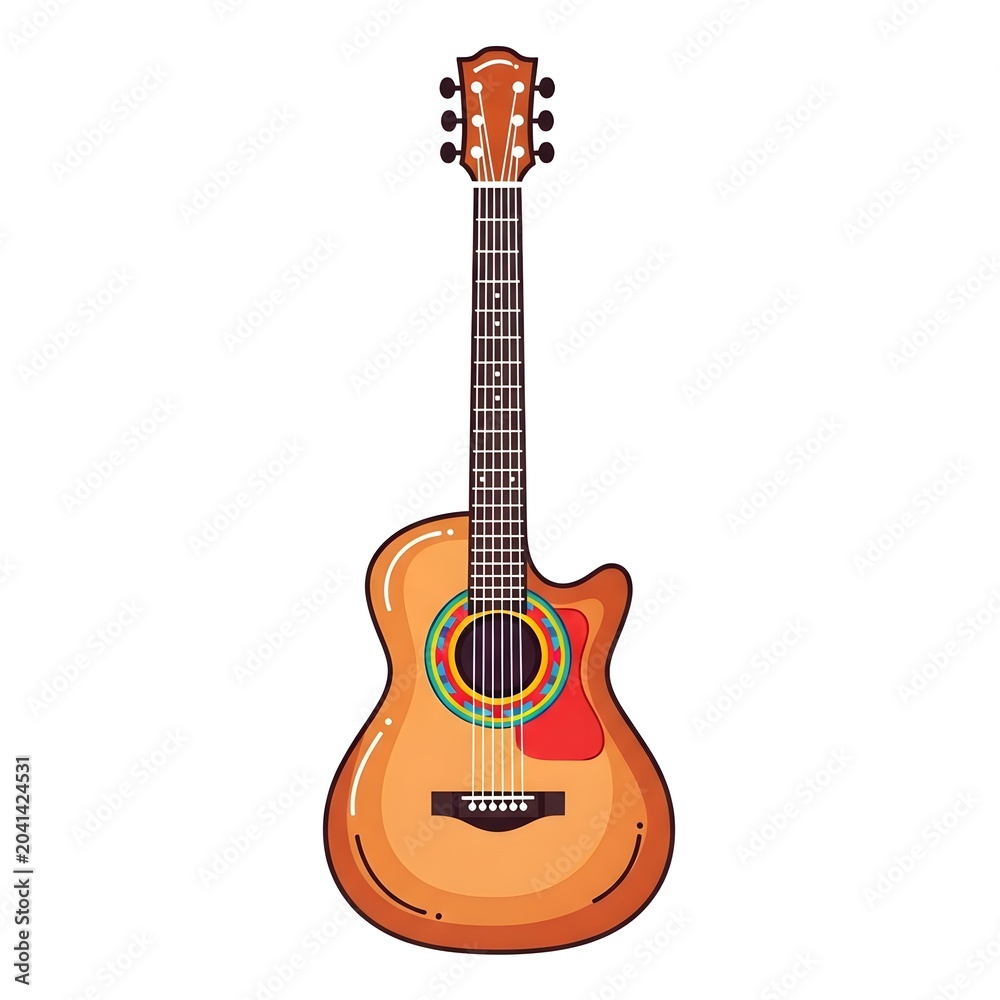 Naklejka premium Acoustic guitar musical instrument illustration