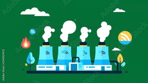 Industrial Factory with Smart Technology and Environmental Monitoring.
