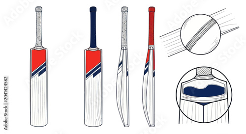 Fényképezés Cricket bat and ball equipment set.