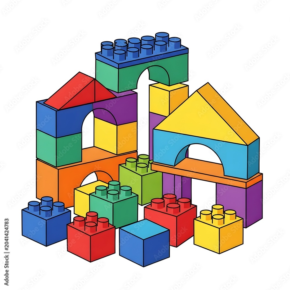 Naklejka premium Colorful plastic building blocks construction set