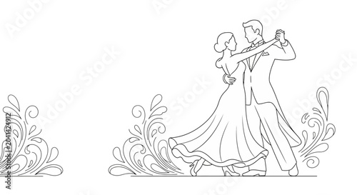 Fotografie Elegant couple dancing amidst floral decorations