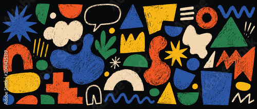 Photography Abstract handdrawn doodle shapes set, colorful modern geometric and organic elem