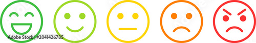 Fotografie Colorful feedback scale icons showing different emotion levels isolated on trans