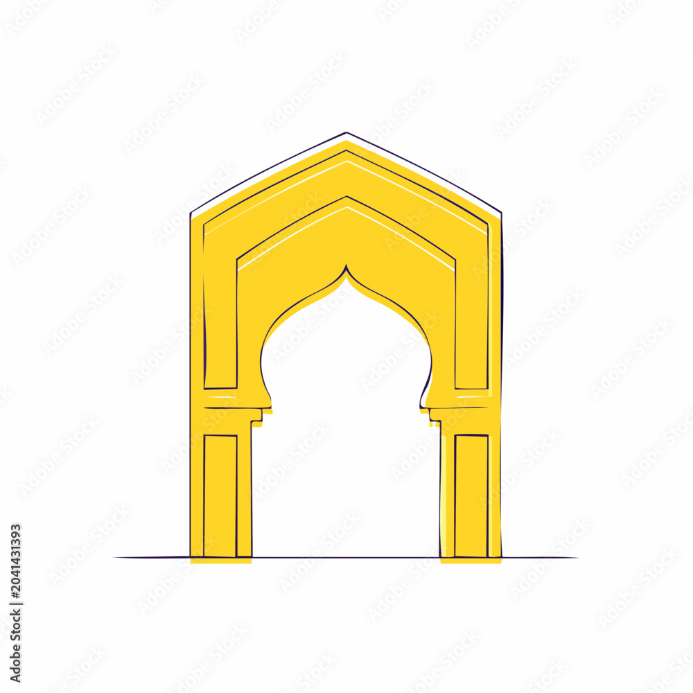 Fototapeta premium Yellow Islamic Archway Illustration