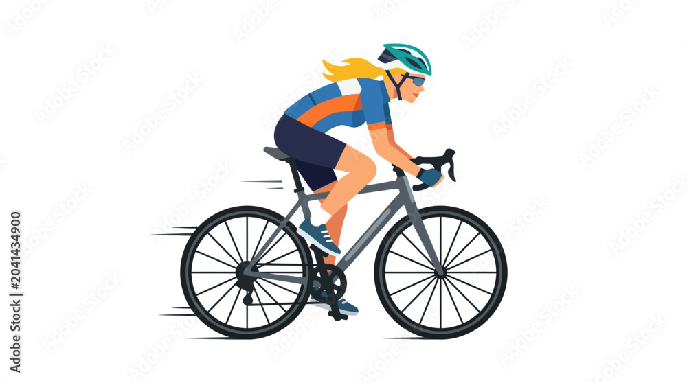 Fototapeta premium Cyclist in Action on White Background