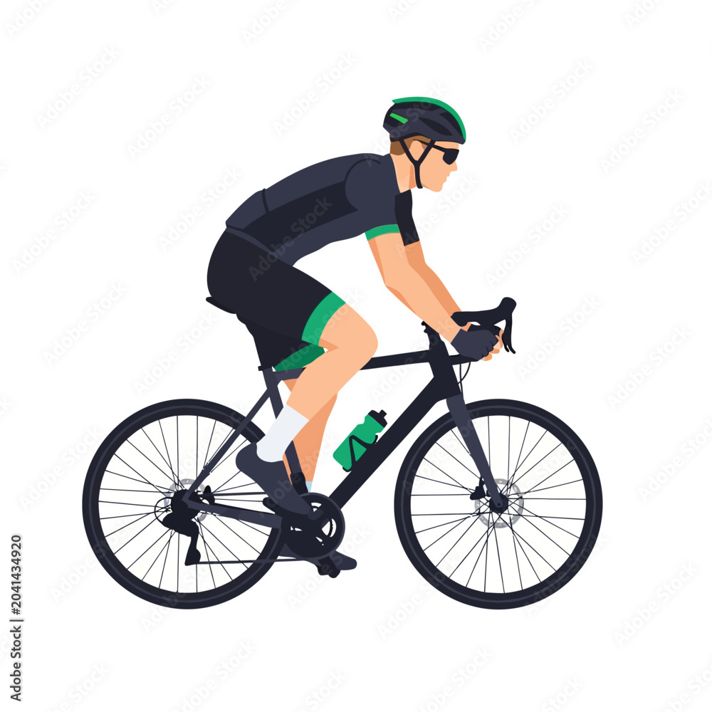 Fototapeta premium Cyclist in Action: Vector Rider on Road Bike, Isolated