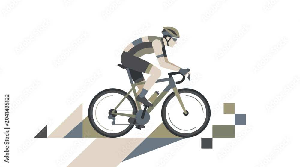 Fototapeta premium Cyclist riding bike illustration against white background