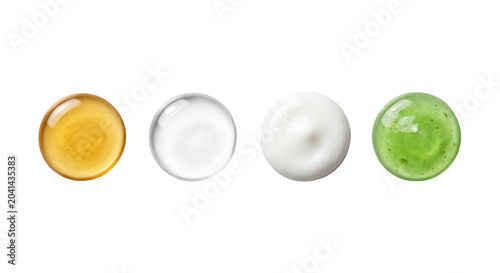 Fotografie Cosmetic product liquid gel and cream dollops, isolated on transparent backgroun