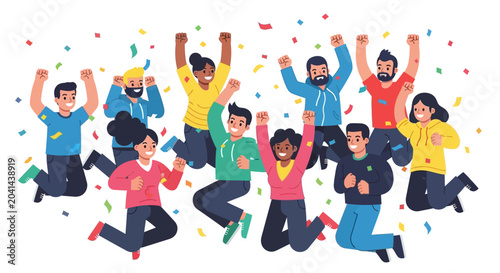 Photos Group of diverse people celebrating joyfully together
